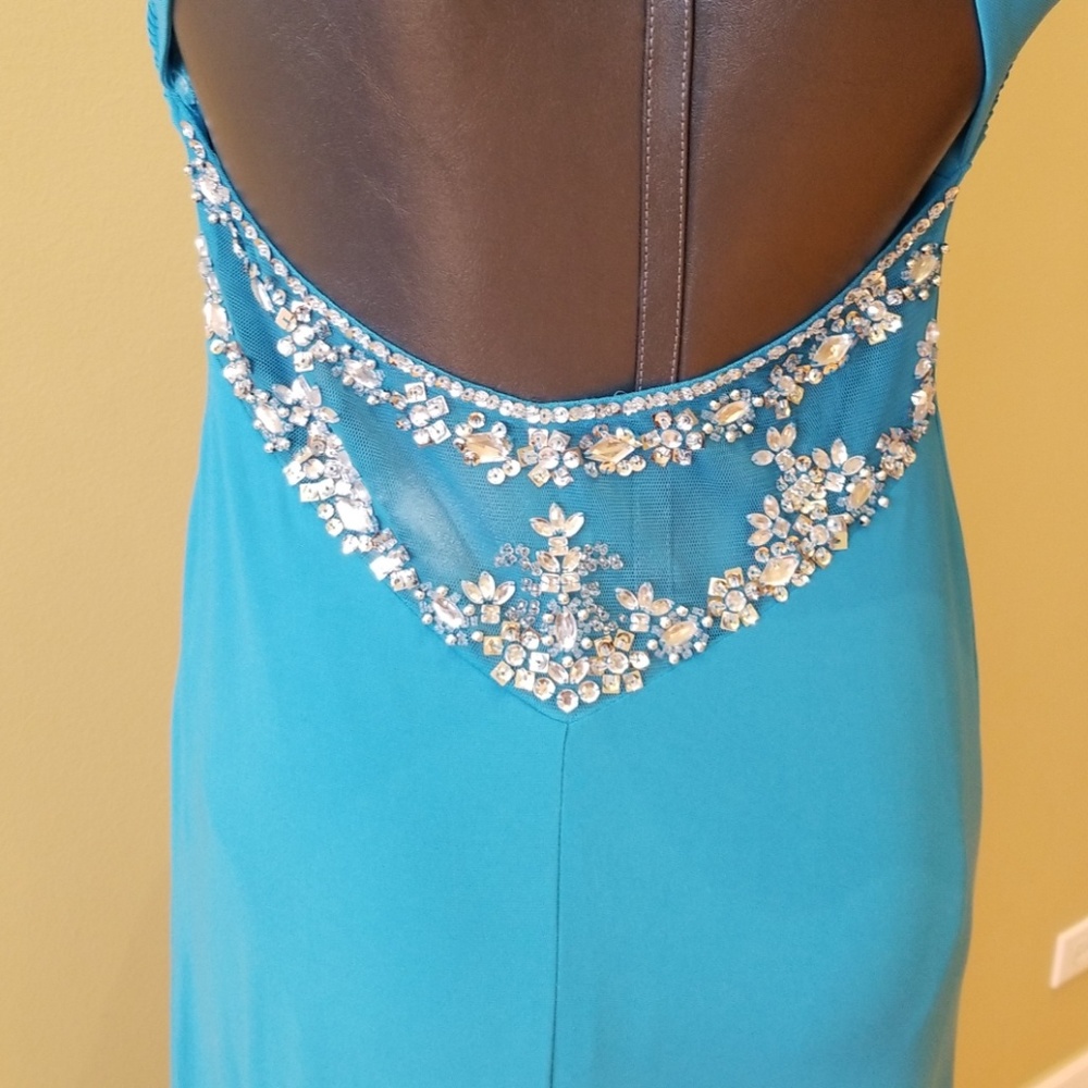 Morgan & Co Rhinestone Detail Open Back prom Dres  - Picture 5 of 8